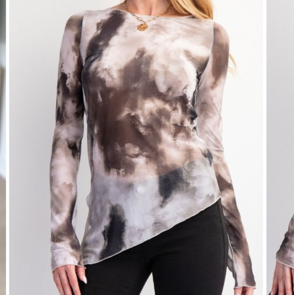 Easel LA Tie Dye Mesh Top